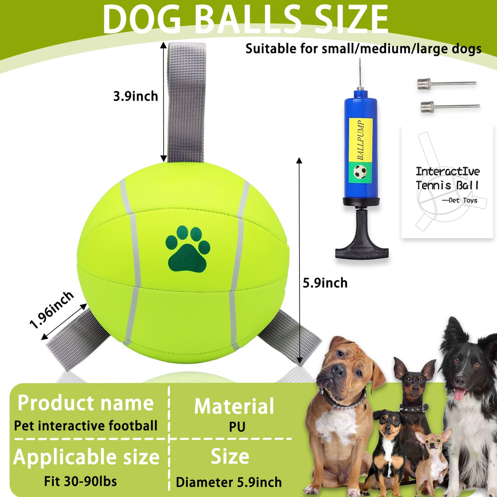 Magicorange dog ball yellow with tug rope highlights interactive fetch and tug-of-war fun.