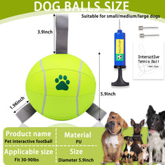 Magicorange dog ball yellow with tug rope highlights interactive fetch and tug-of-war fun.