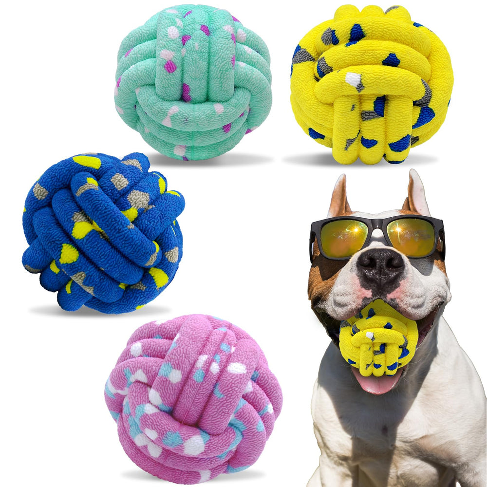 Magicorange dog balls 4-pack in vibrant colors for fetch visibility.
