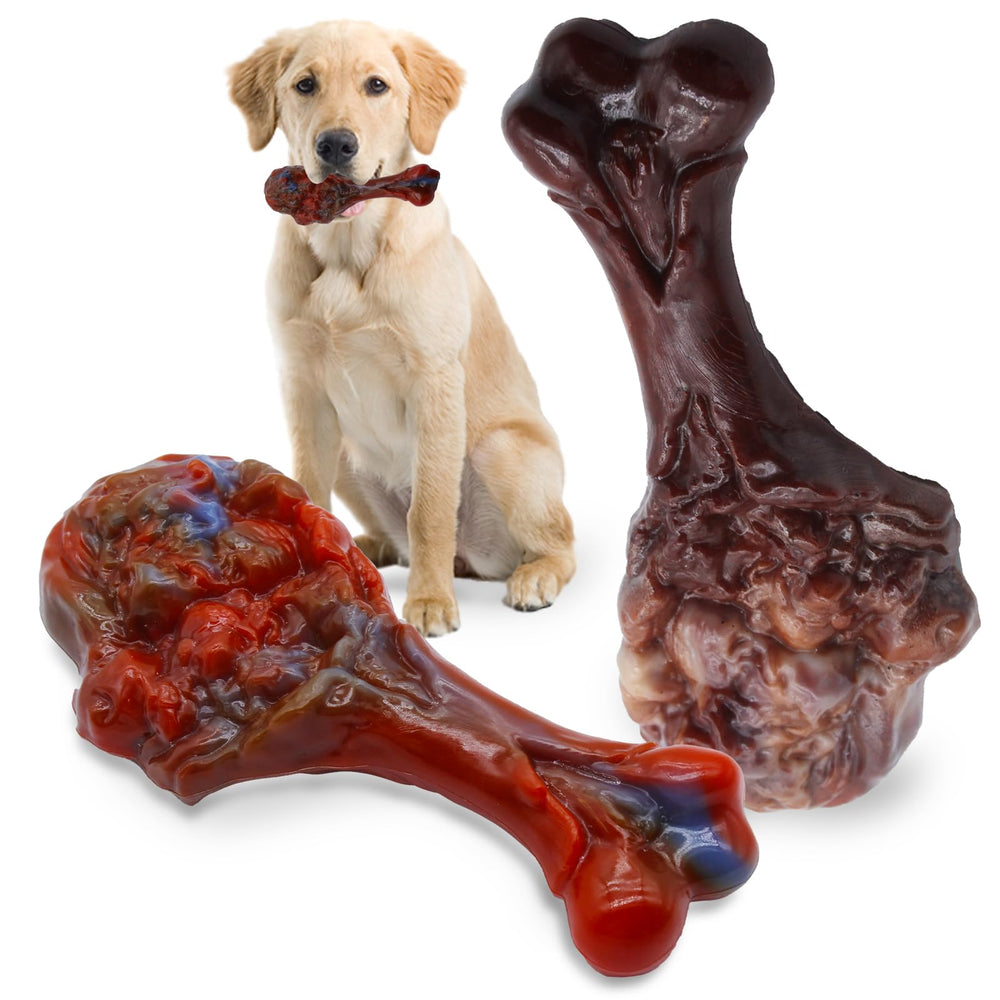 Magicorange nylon dog chew toy in beef and bacon flavors for aggressive chewers.