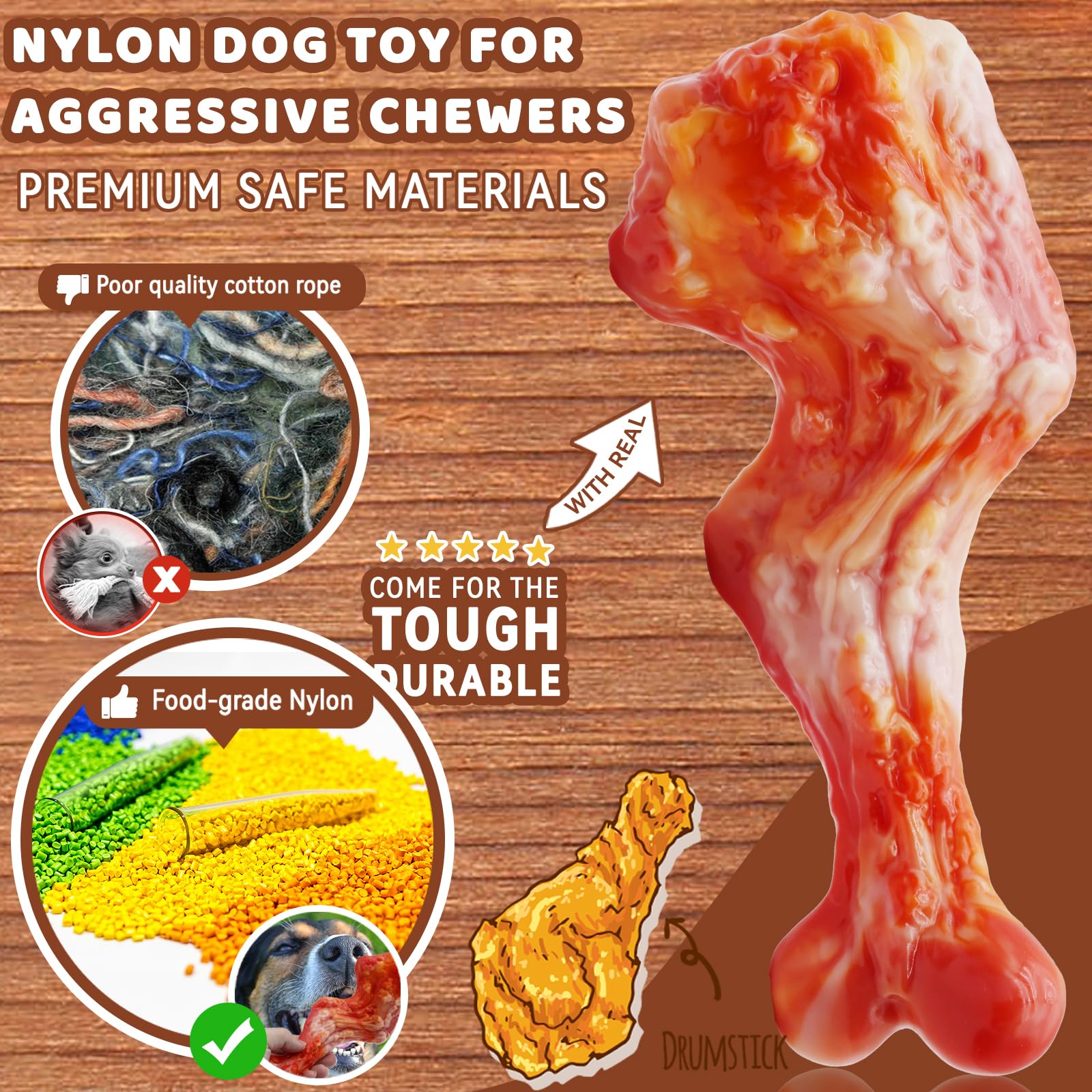 Magicorange safe tough toy nylon close-up demonstrates food-grade material for safe chewing.