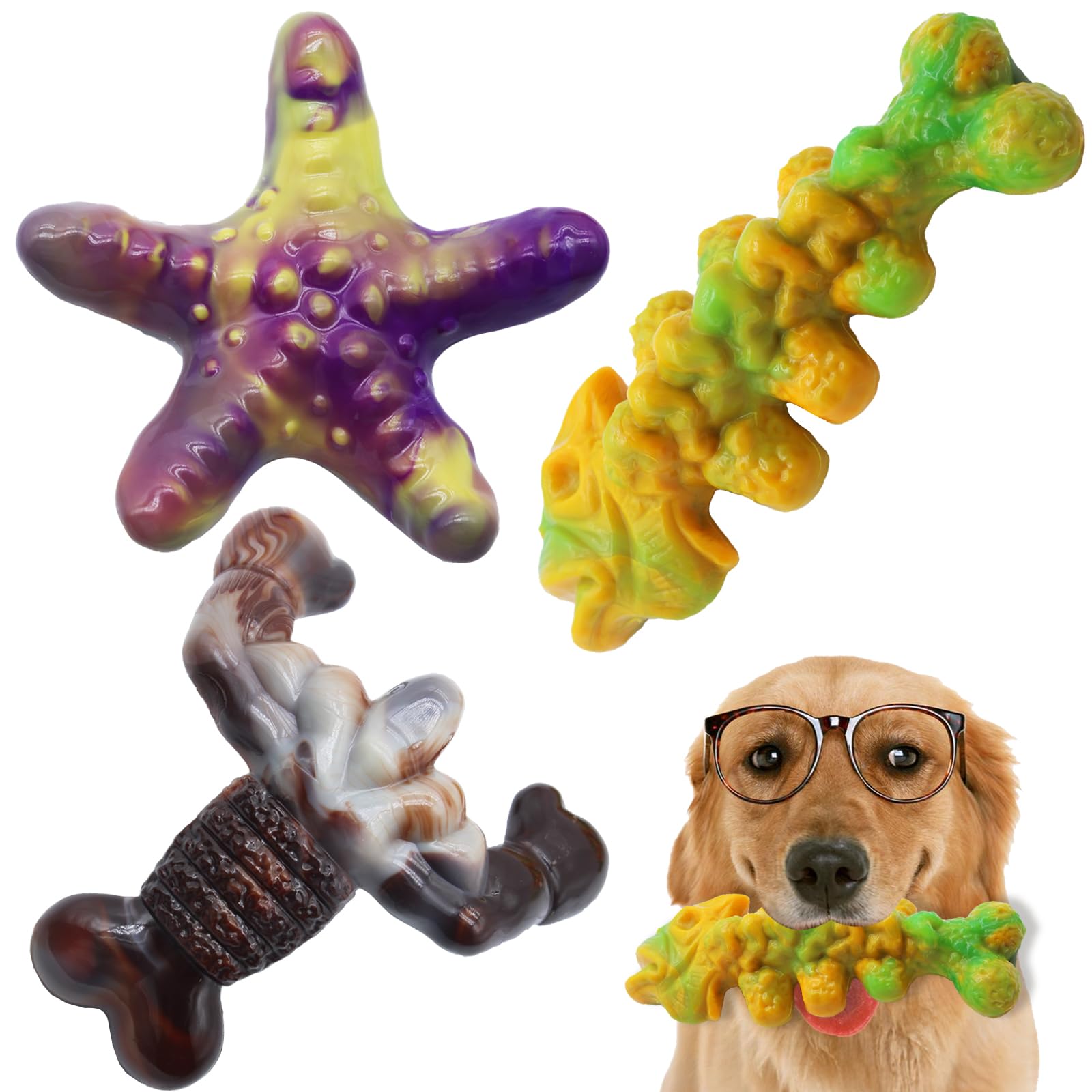Magicorange starfish nylon chew toy for aggressive chewers—long-lasting engagement