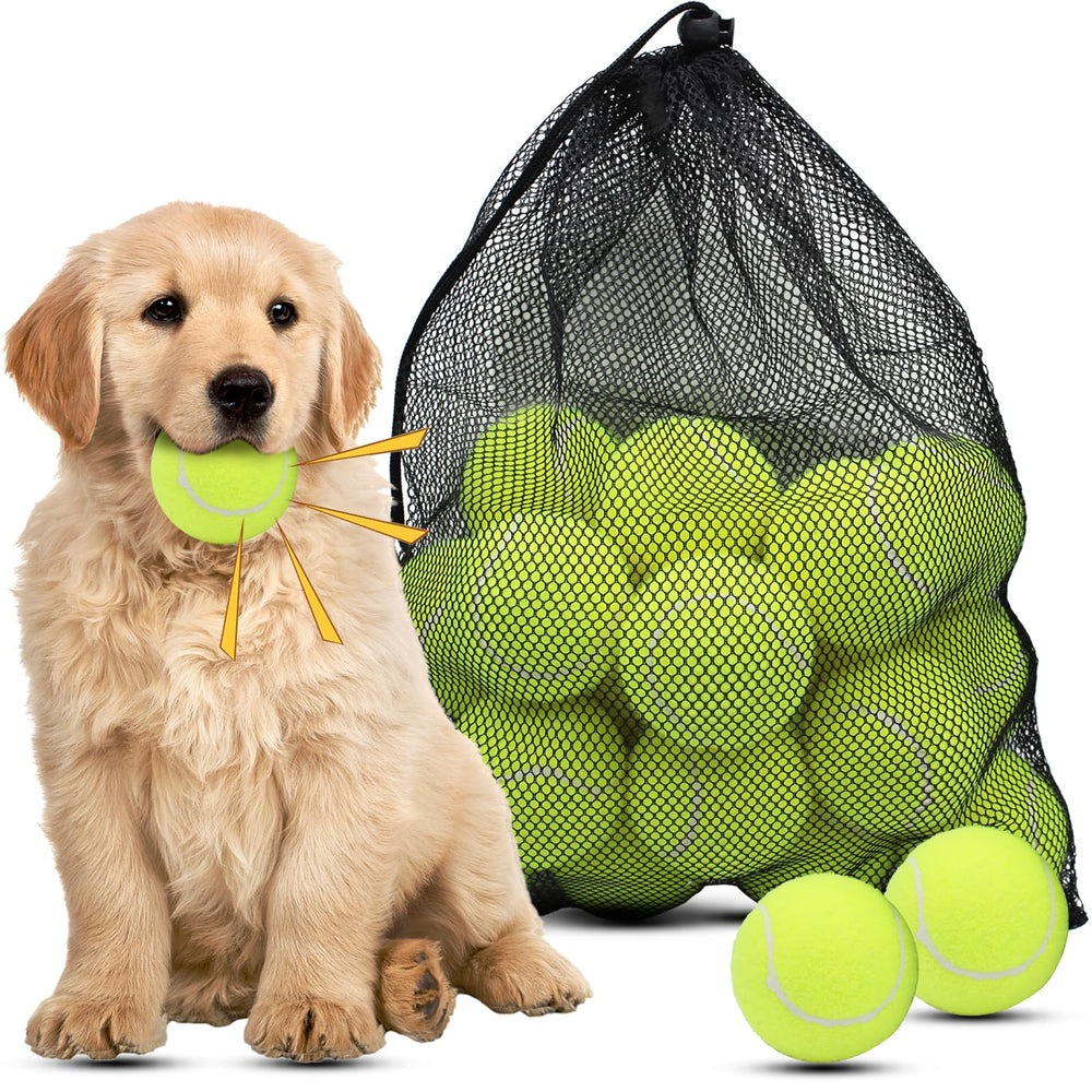 Magicorange dog tennis ball 2.5-inch yellow close-up showing durable felt for gentle teeth-safe play.