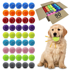 Magicorange dog tennis balls packaging shown with 90-pack bag for easy transport.