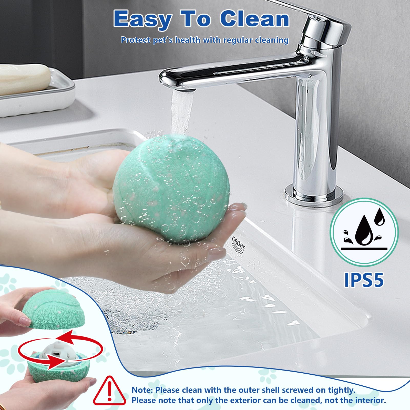 Magicorange interactive dog ball lake-blue color shot showcases durable design in bold hue