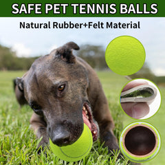 Magicorange squeaky tennis ball dog toy - natural rubber, bright colors for easy visibility