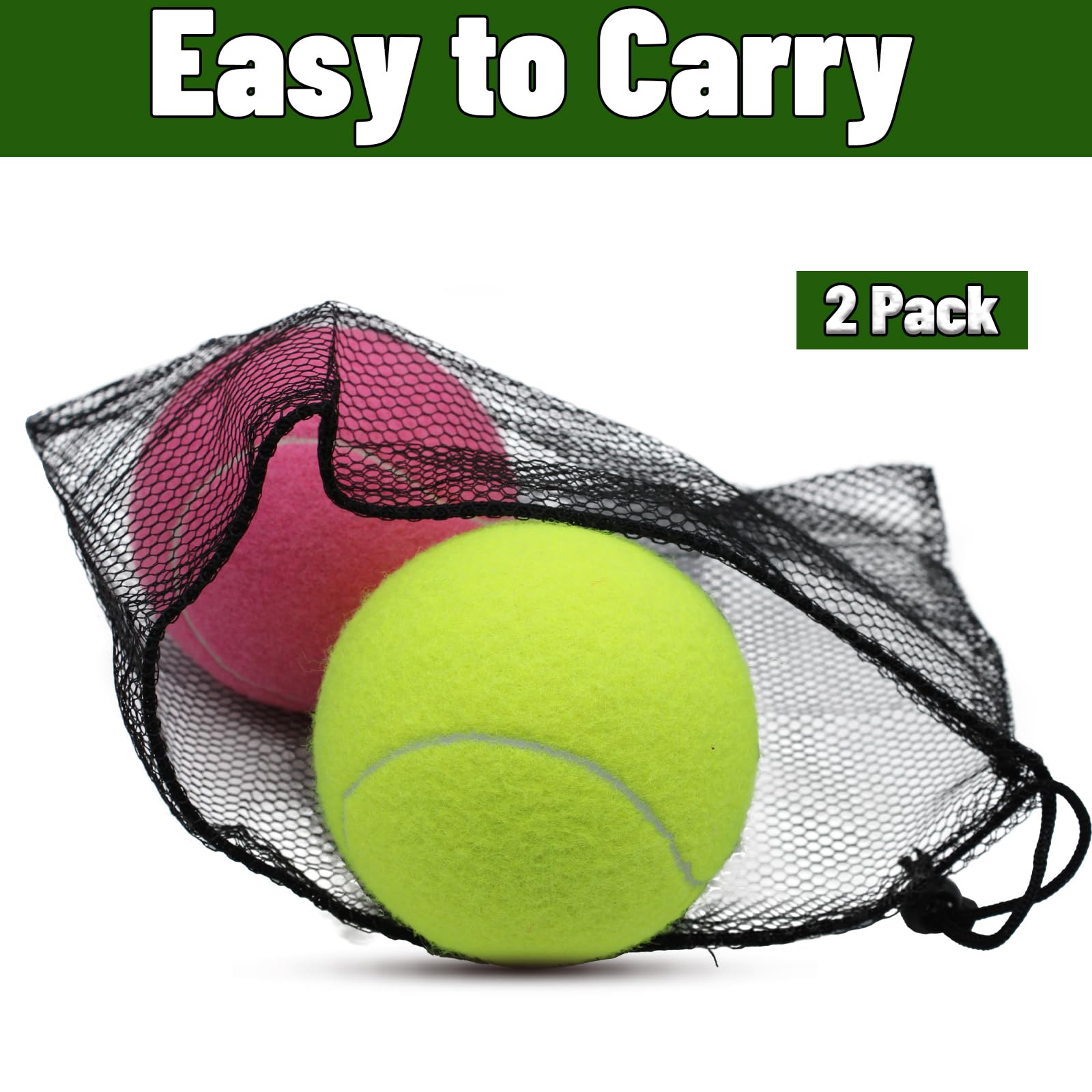 Magicorange squeaky tennis ball dog toy - two-pack in mesh bag, convenient storage after play