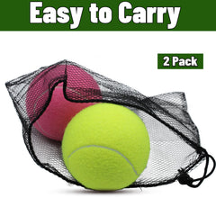 Magicorange squeaky tennis ball dog toy - two-pack in mesh bag, convenient storage after play