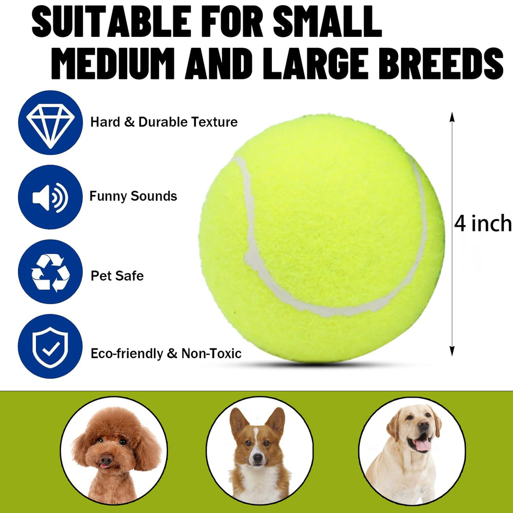 Magicorange 4-inch squeaky tennis ball close-up shows built-in squeaker