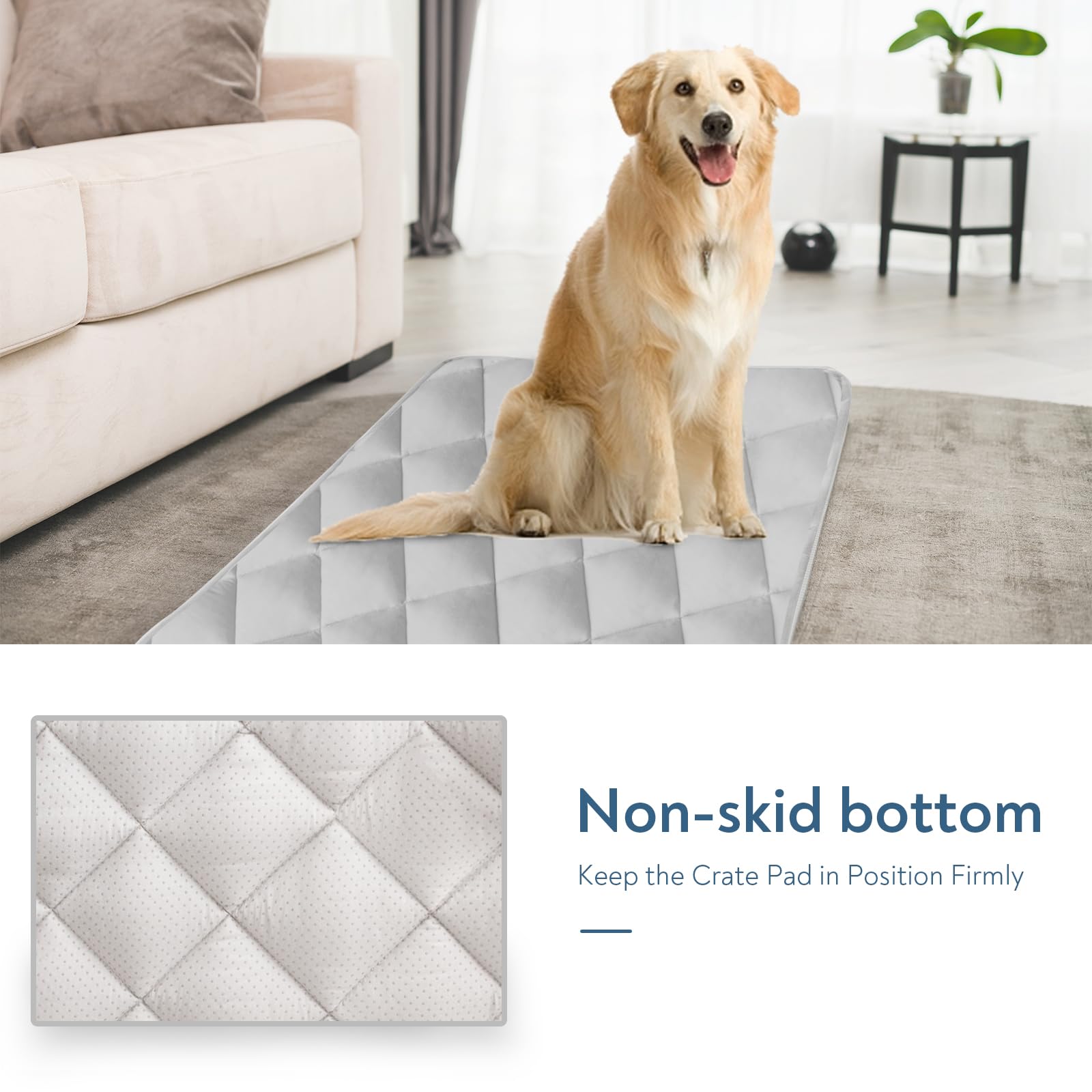 Magik & Kover grey crate pad close-up anti-slip bottom detail