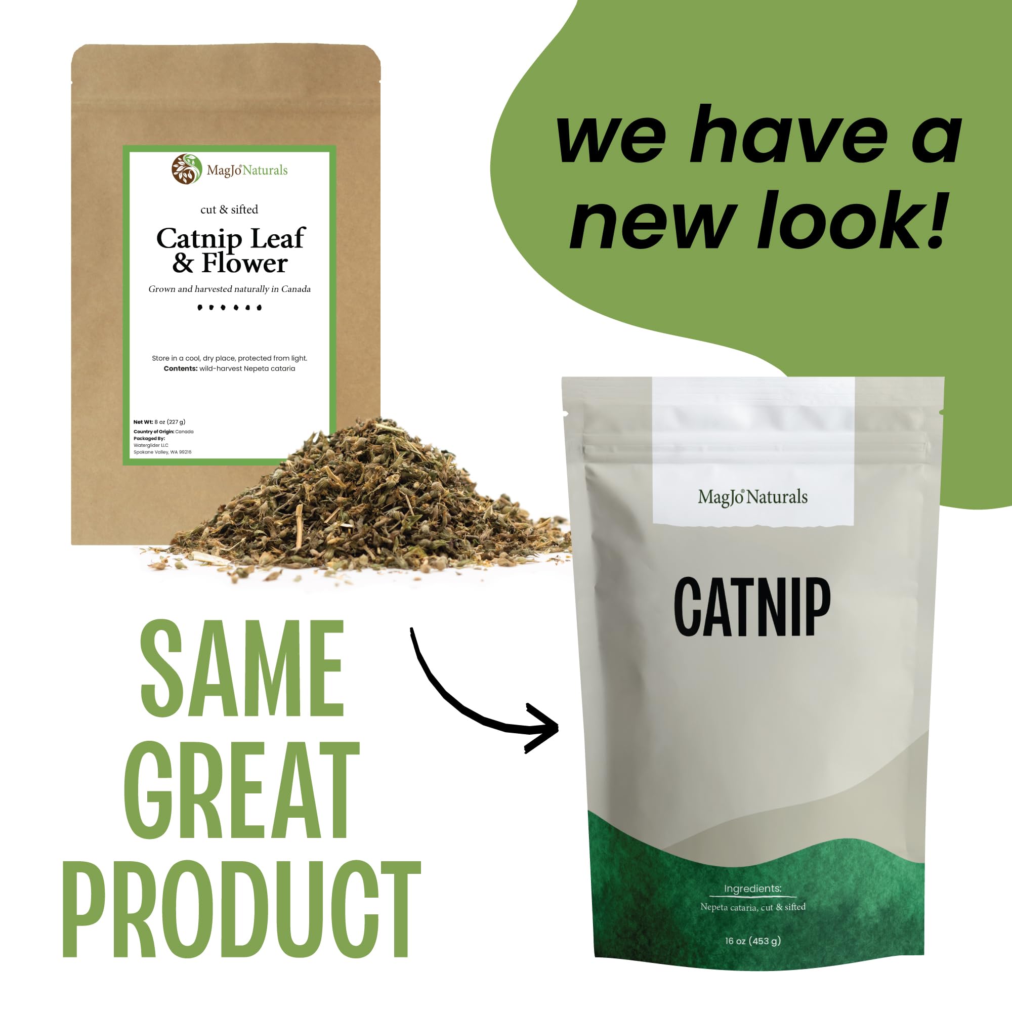 MagJo Naturals catnip leaves close-up, aromatic green leaves for cats