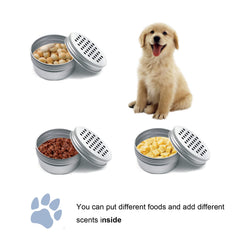 Nose Work for Dogs magnetic dots grip tins, enabling quick setup for scent games.