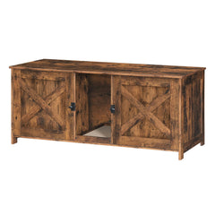 MAHANCRIS cat litter box enclosure for two cats with dual compartments promoting privacy and easy maintenance.