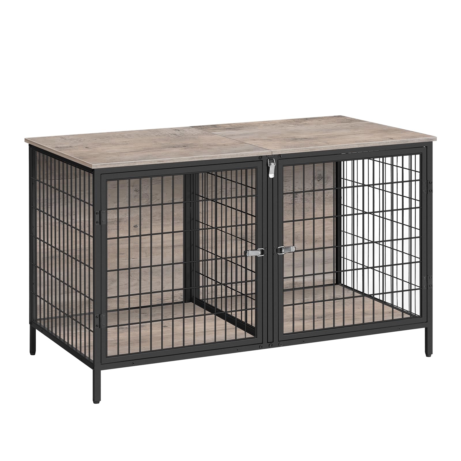 MAHANCRIS dog crate furniture 43.3-inch front view highlights space-saving, dual-dog readiness.
