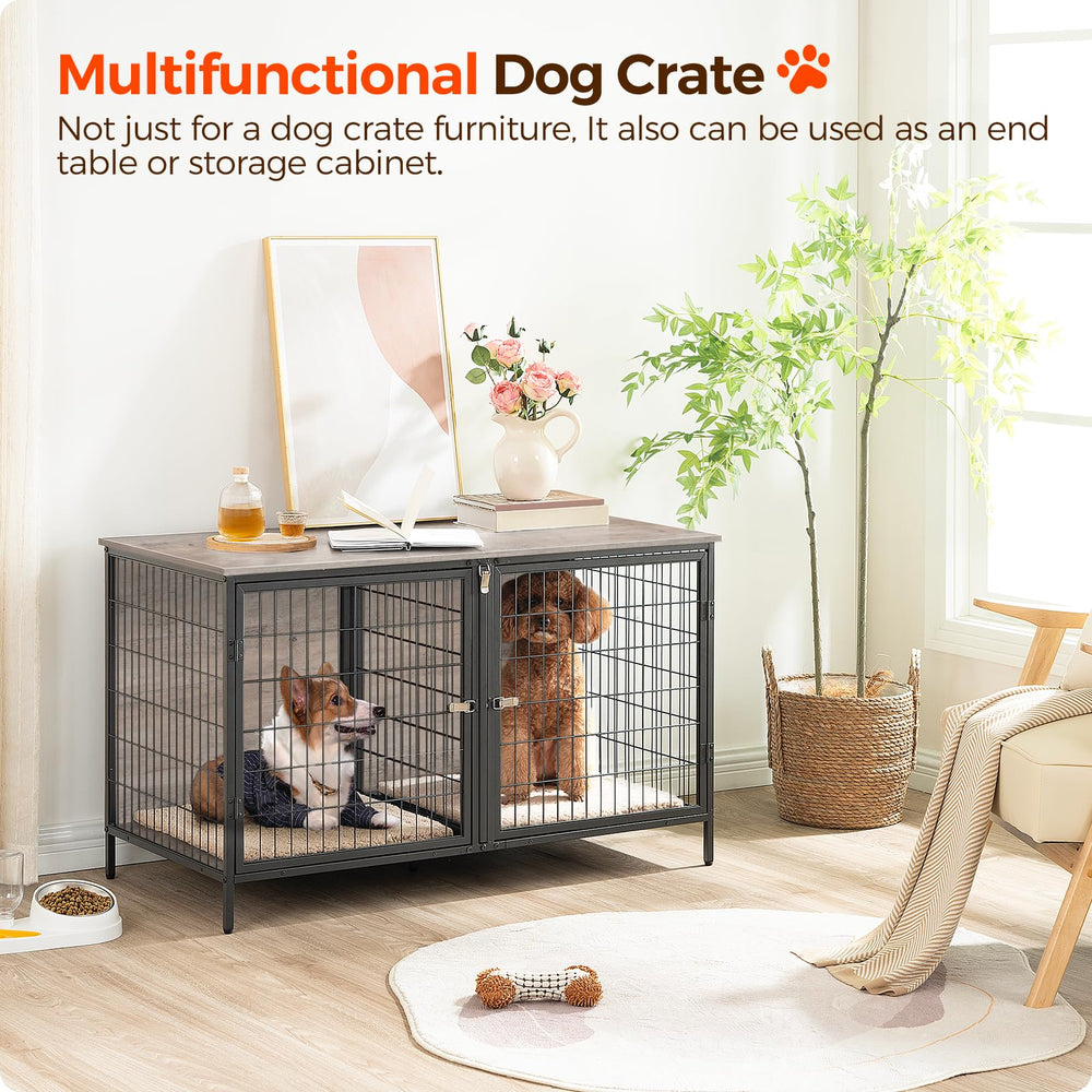 MAHANCRIS dog crate furniture side view shows sturdy construction for daily pet living.