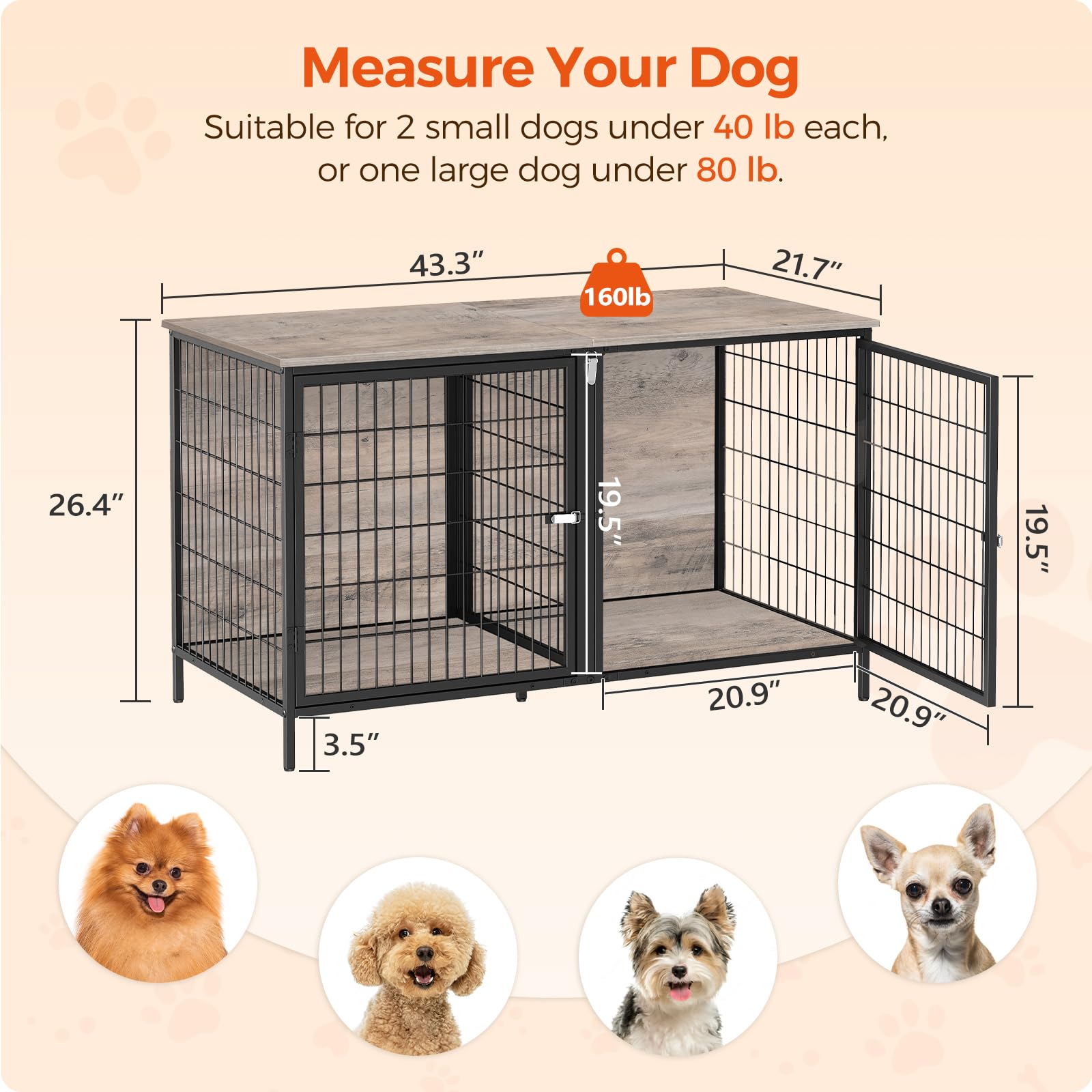 MAHANCRIS dog crate furniture end-table top displays decor while housing a pet.