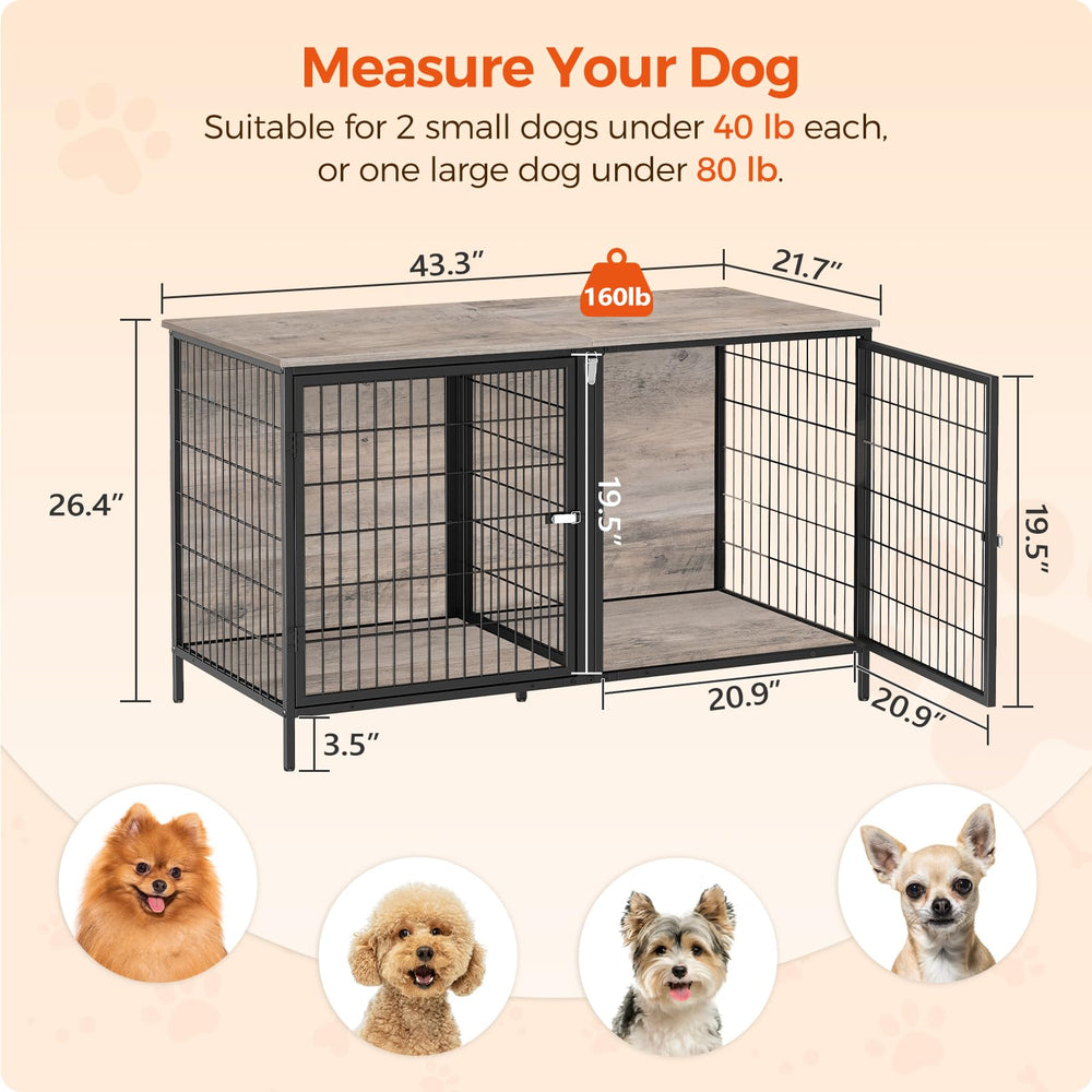 MAHANCRIS dog crate furniture end-table top displays decor while housing a pet.
