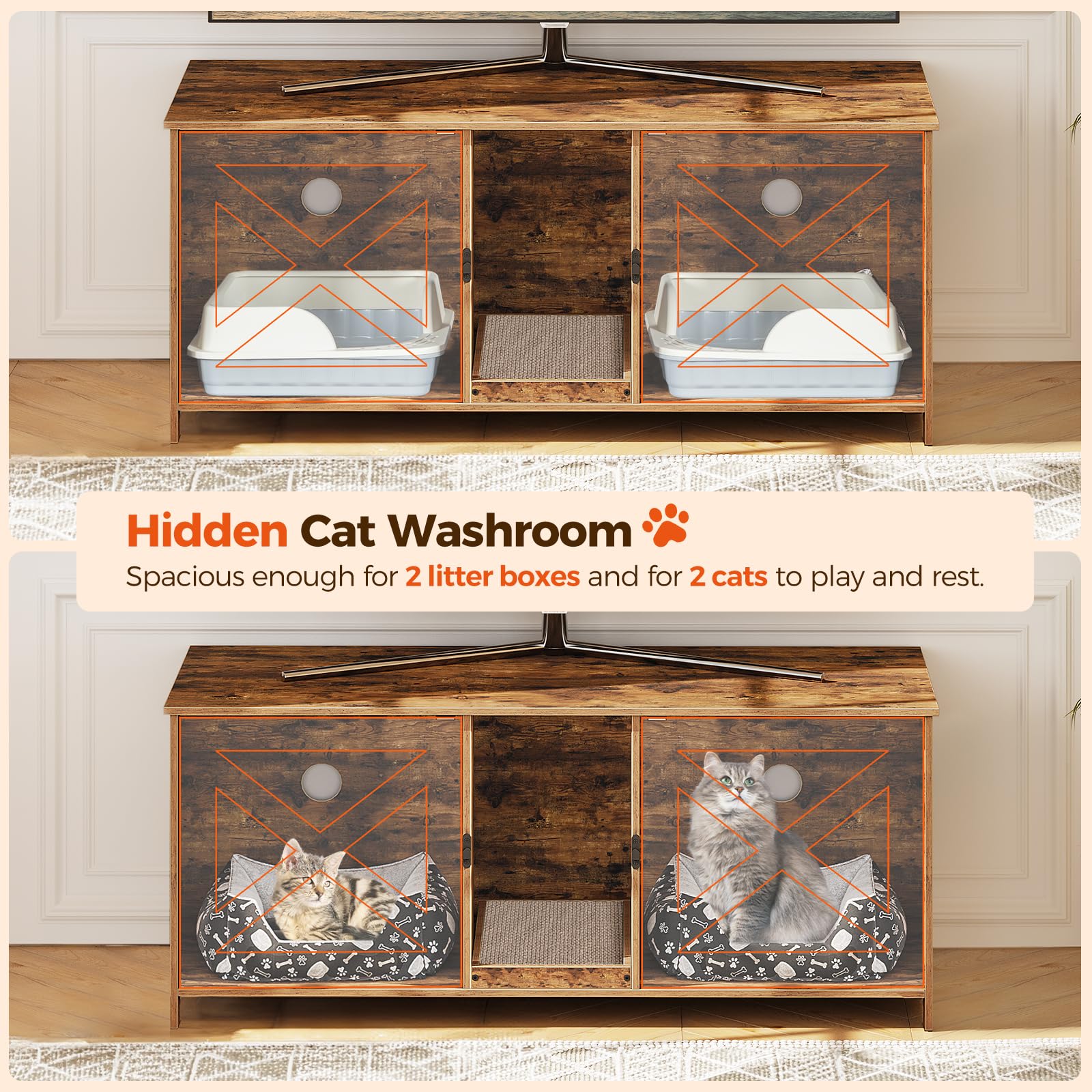 MAHANCRIS end-table design combines storage and cat bathroom in one piece.