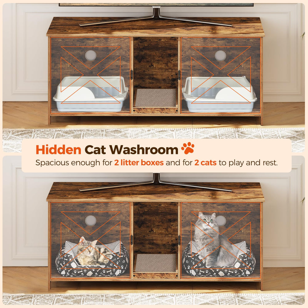 MAHANCRIS end-table design combines storage and cat bathroom in one piece.