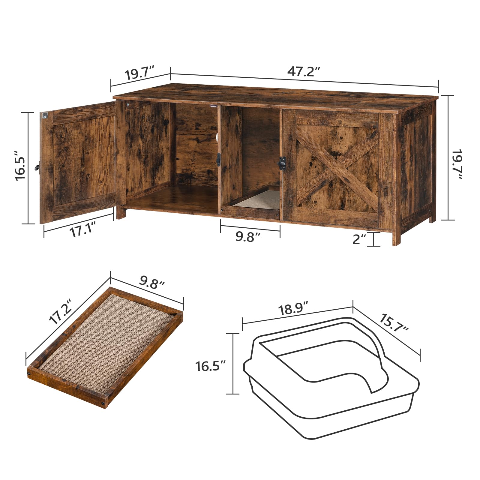 MAHANCRIS hidden litter box keeps litter contained and room tidy.