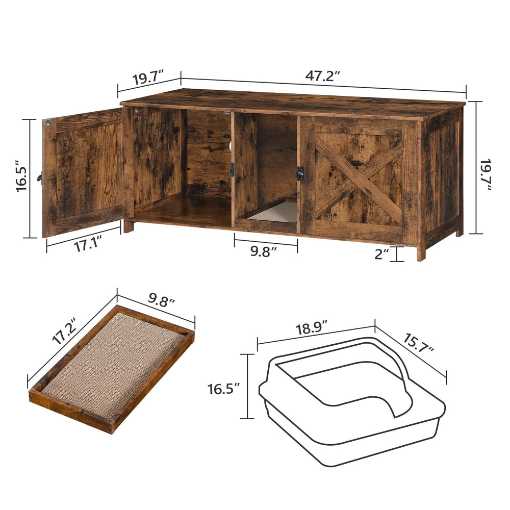 MAHANCRIS hidden litter box keeps litter contained and room tidy.