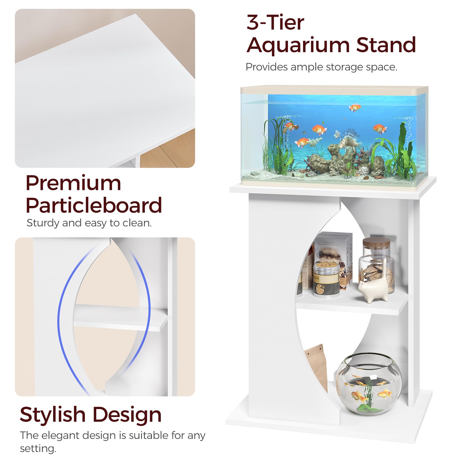 MAHANCRIS 10-gallon fish tank stand in living room provides stylish storage.