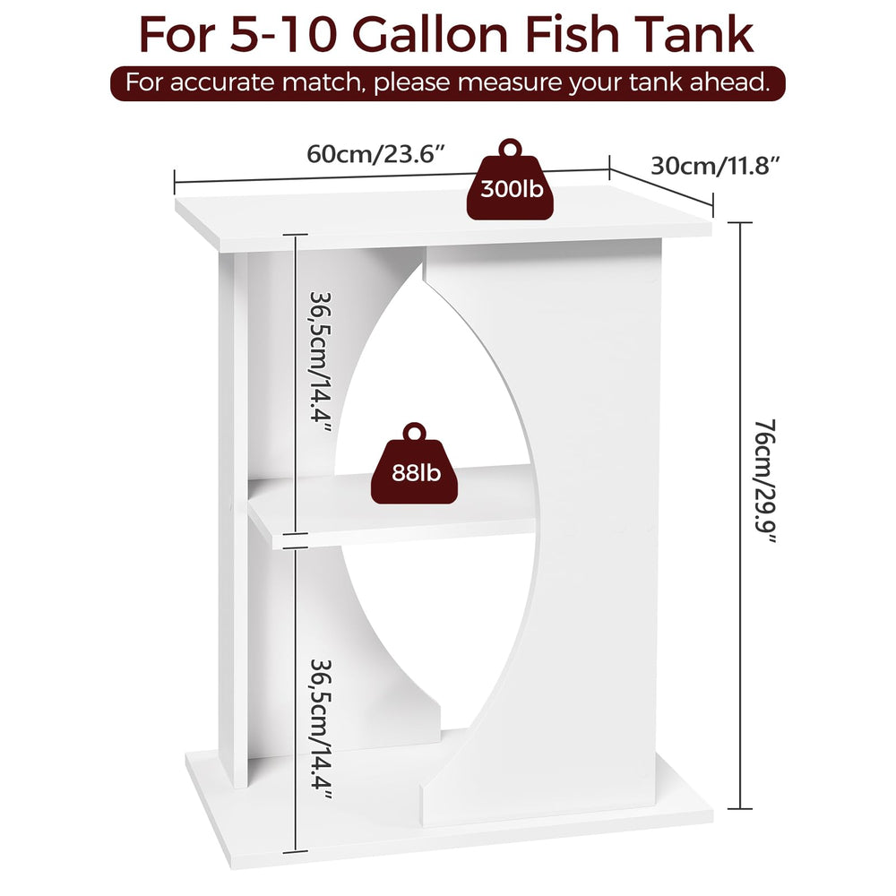 MAHANCRIS 10-gallon fish tank stand side view illustrates compact footprint for small spaces.