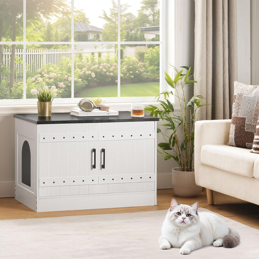 MAHANCRIS ample top surface for snacks, toys, or decor while concealing the litter box