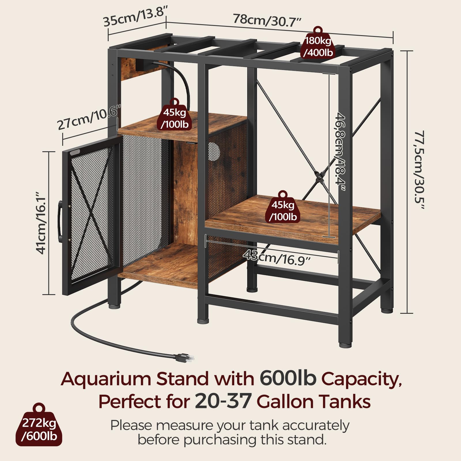 MAHANCRIS aquarium stand EVA-padded-top protects glass and reduces scratches.