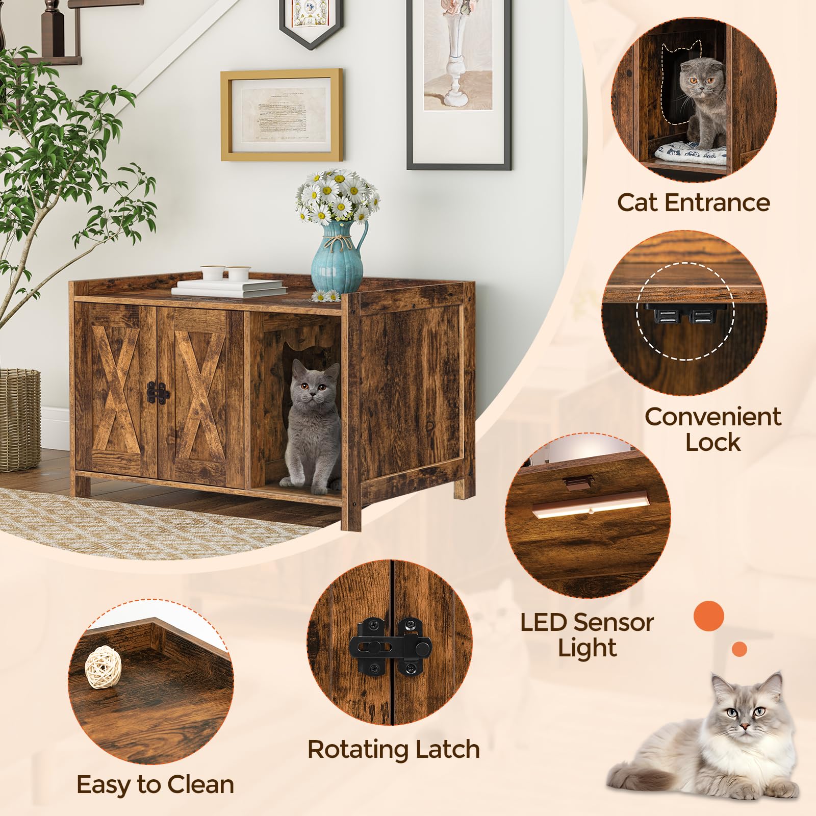 MAHANCRIS cat litter box enclosure assembly-process outlines simple setup steps