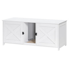 MAHANCRIS cat litter box enclosure with double rooms provides private space for two cats.
