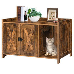 MAHANCRIS cat litter box enclosure front view shows spacious interior for comfortable cats