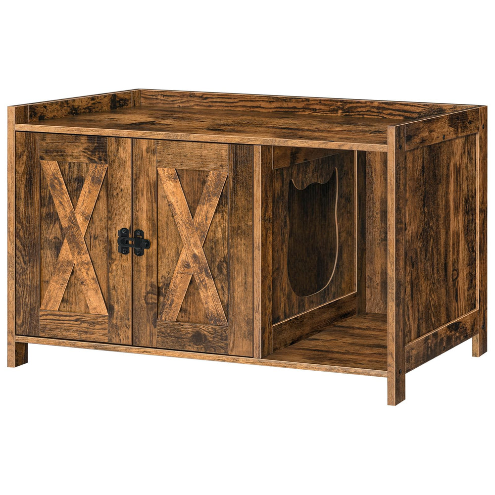 MAHANCRIS cat litter box enclosure rustic-brown-finish adds warm decor style
