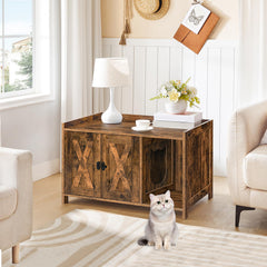 MAHANCRIS cat litter box enclosure side entry demonstrates easy cleaning access
