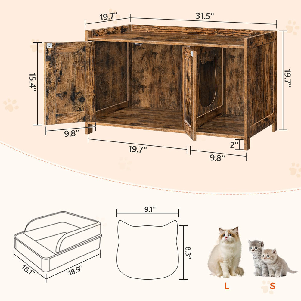 MAHANCRIS cat litter box enclosure top table features sturdy surface for decor or items
