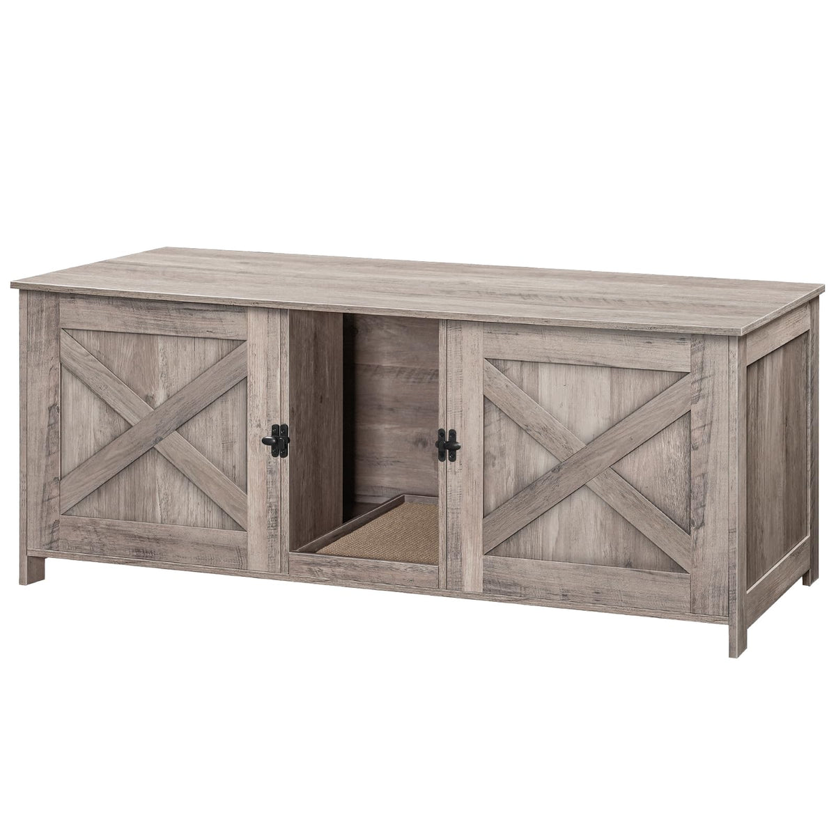 MAHANCRIS cat litter enclosure double-room design for two cats keeps litter contained