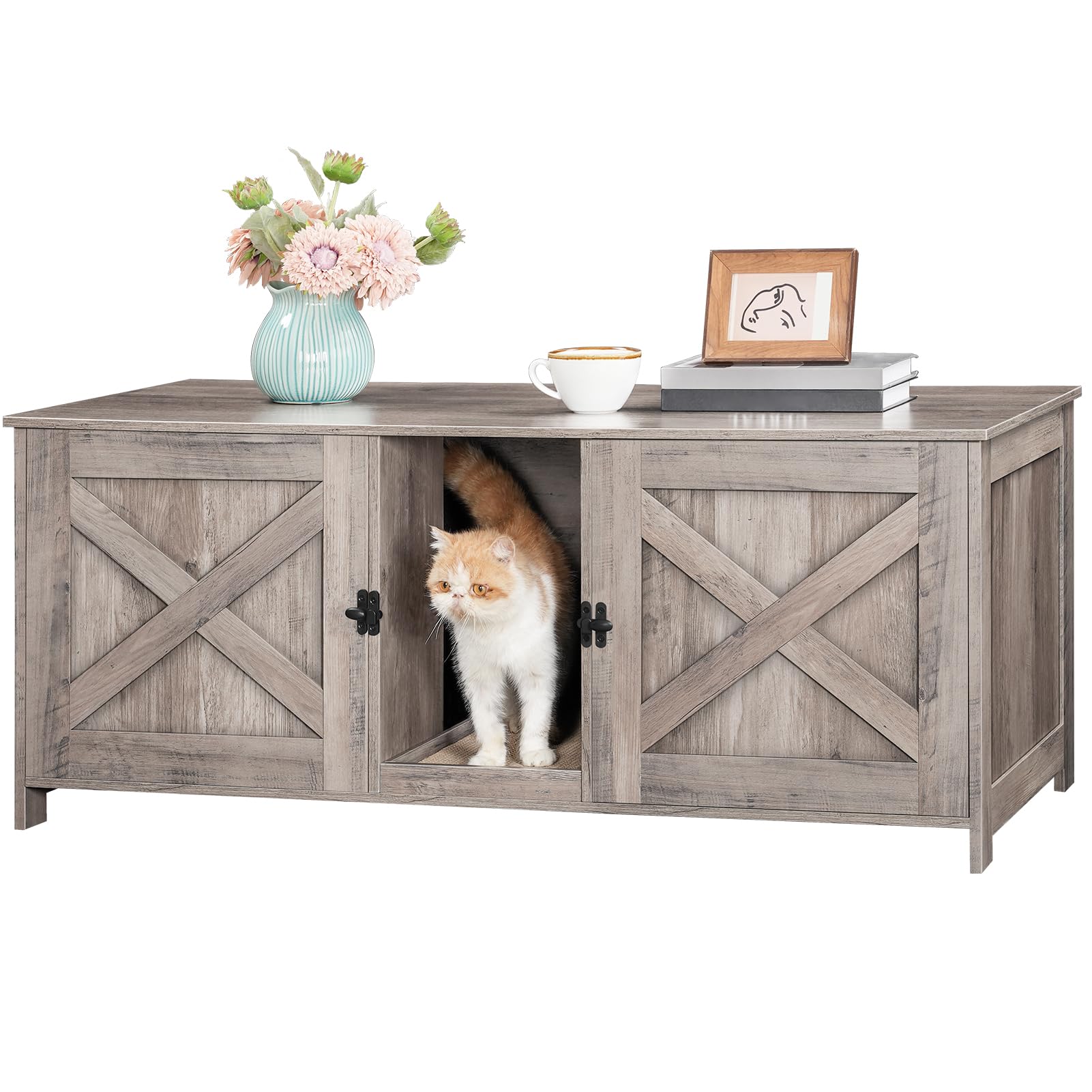 MAHANCRIS cat litter enclosure retro design blends with home interiors