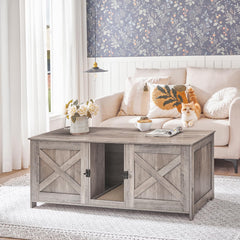 MAHANCRIS cat litter enclosure scratching-board detail encourages play while concealing waste