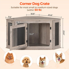 MAHANCRIS Corner Dog Crate Corner Fit image highlights wall integration