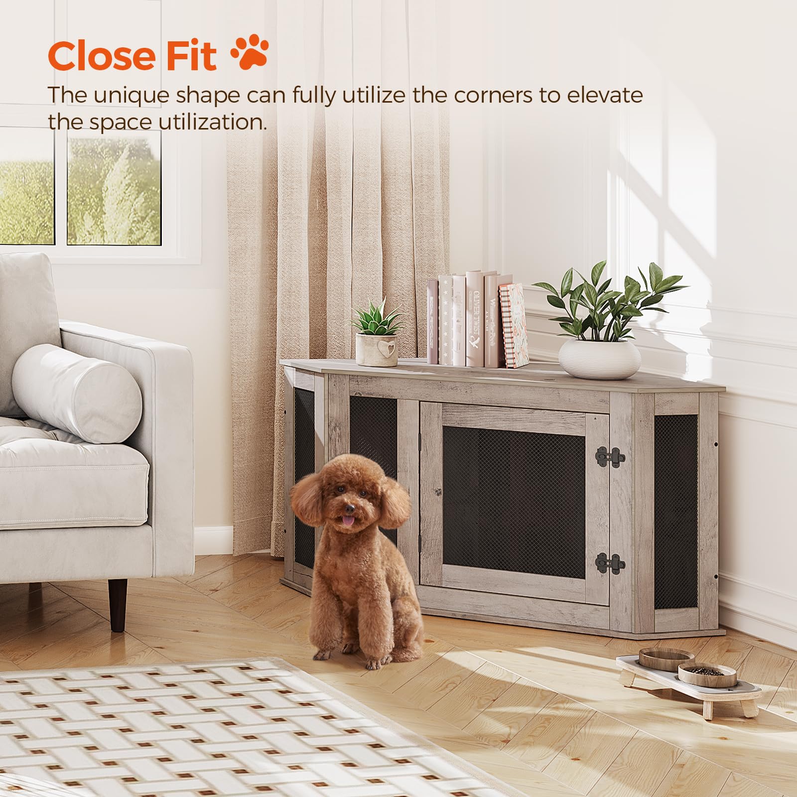 MAHANCRIS Corner Dog Crate Durability emphasizes metal and engineered wood construction
