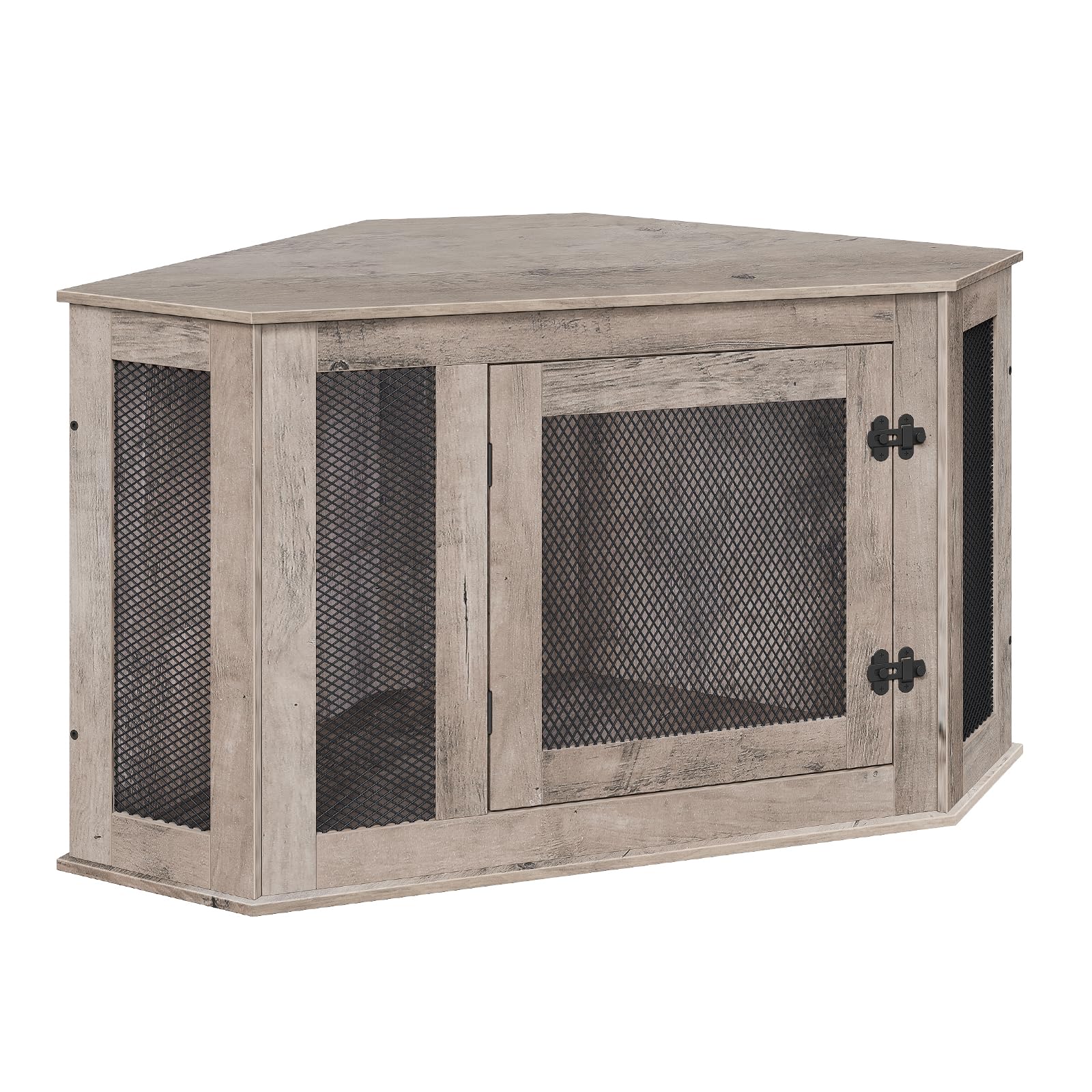 MAHANCRIS Corner Dog Crate Furniture interior view shows space-saving design for small rooms