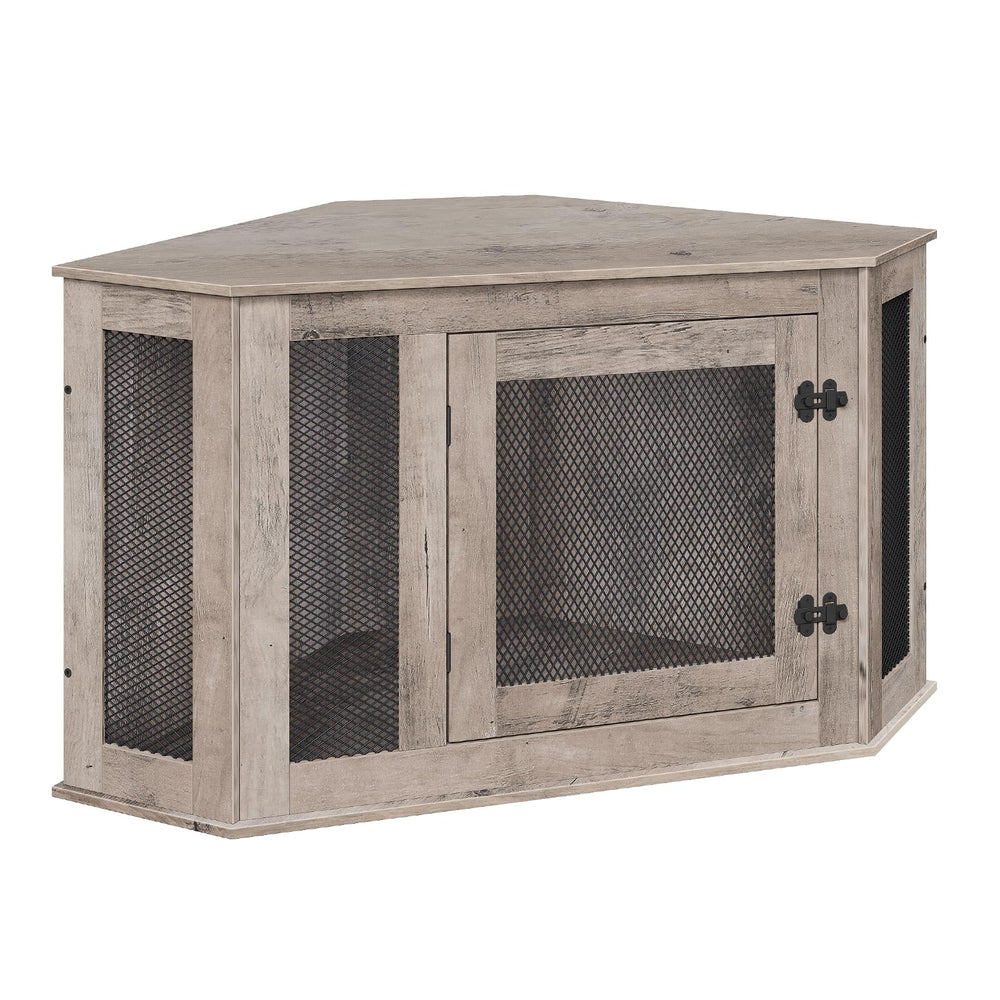 MAHANCRIS Corner Dog Crate Furniture interior view shows space-saving design for small rooms