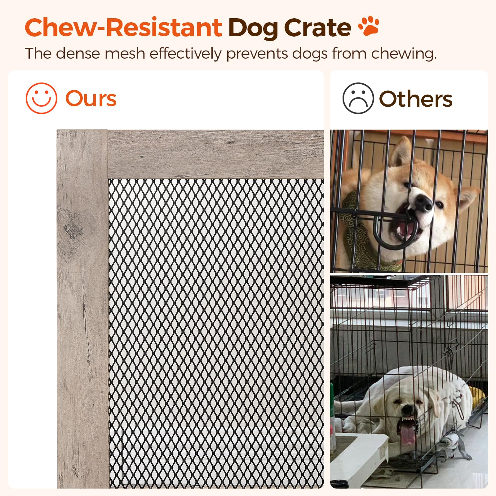 MAHANCRIS Corner Dog Crate Ventilation Detail reveals breathable mesh design