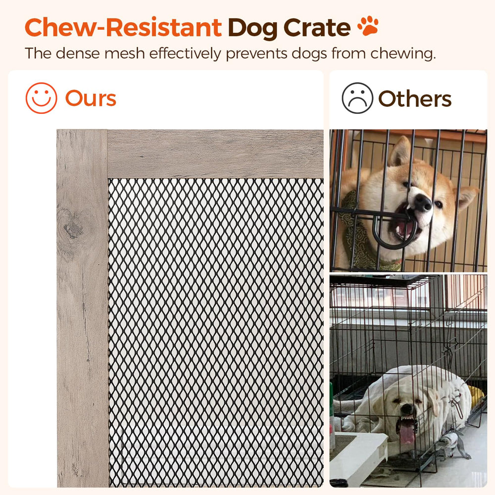 MAHANCRIS Corner Dog Crate Ventilation Detail reveals breathable mesh design