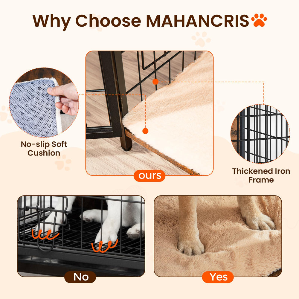 MAHANCRIS dog crate furniture assembly instructions and tools for quick setup.