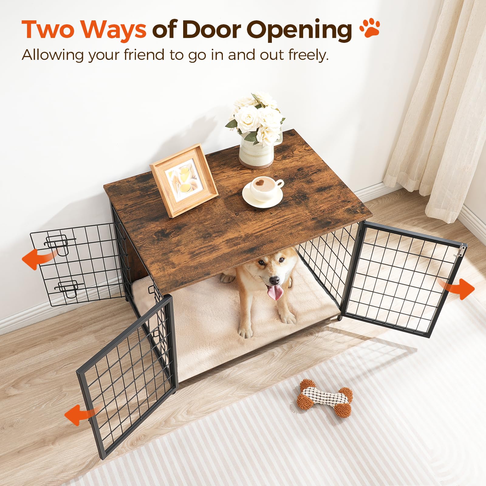 MAHANCRIS dog crate furniture removable cushion for simple cleaning and cozy rests.