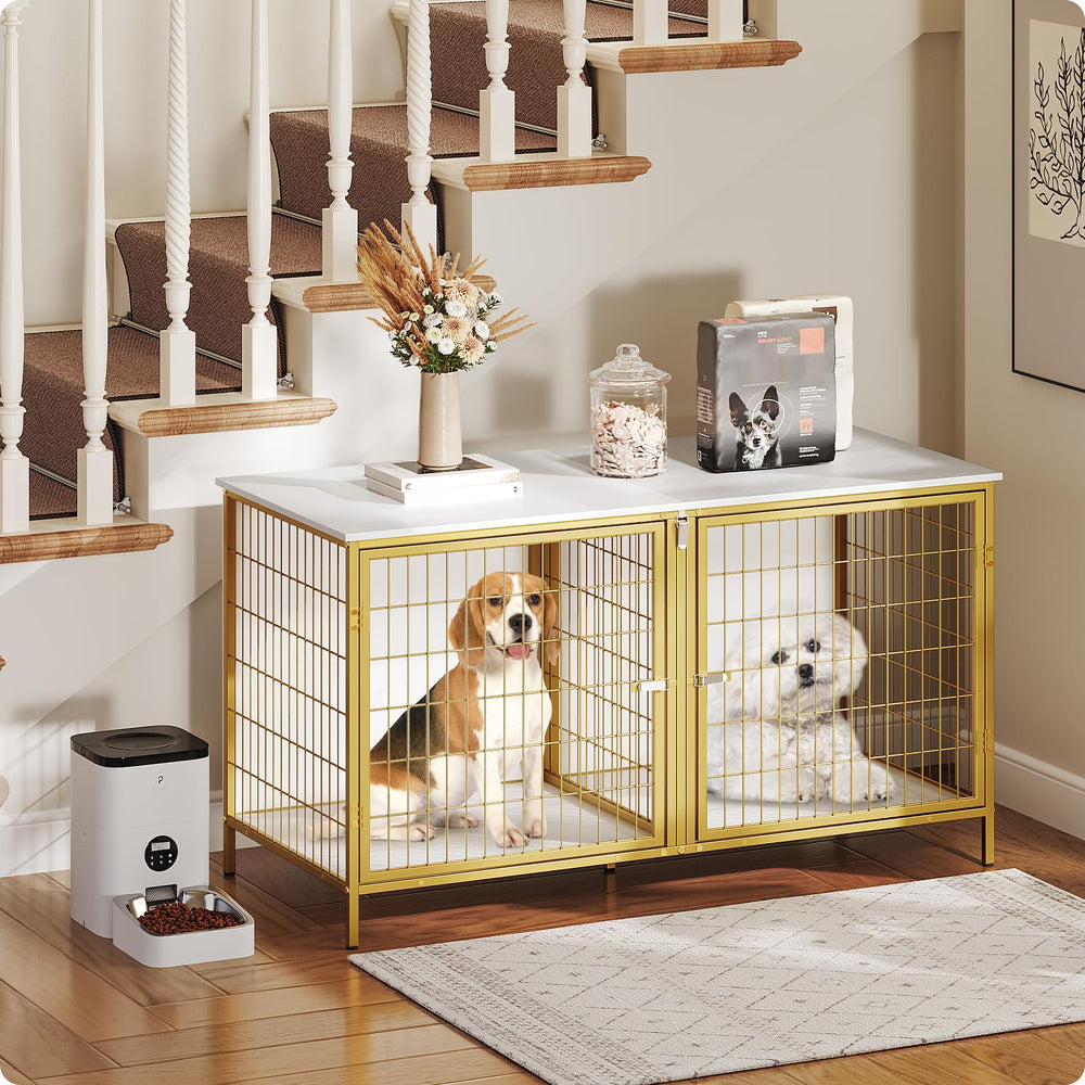 MAHANCRIS dog crate furniture divider installed for two-dog option