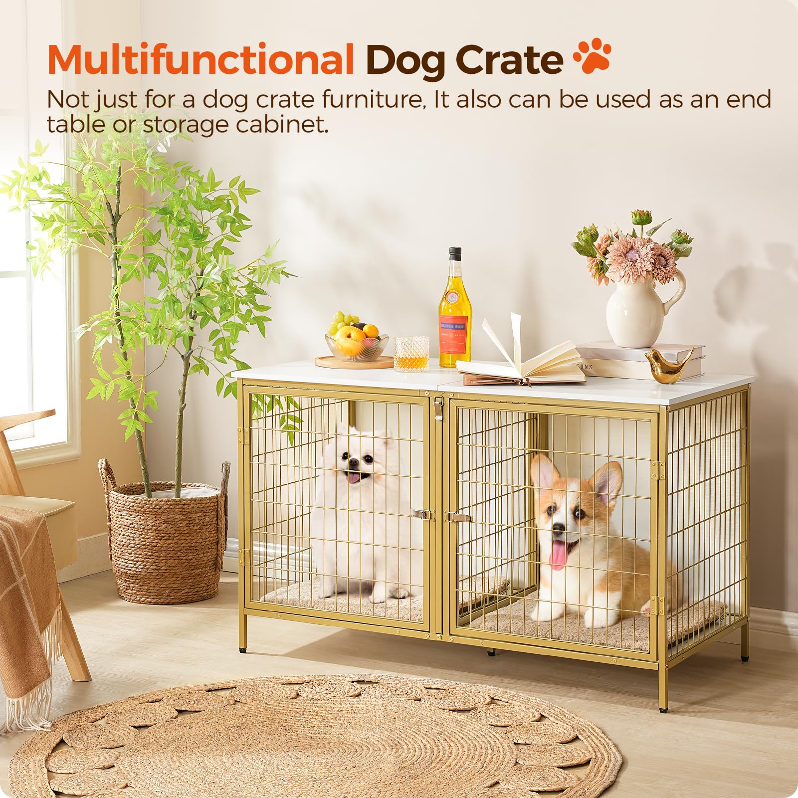 MAHANCRIS dog crate furniture end-table top surface for decor and storage