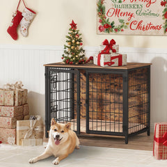 MAHANCRIS dog crate furniture front double door offers easy access for pets.