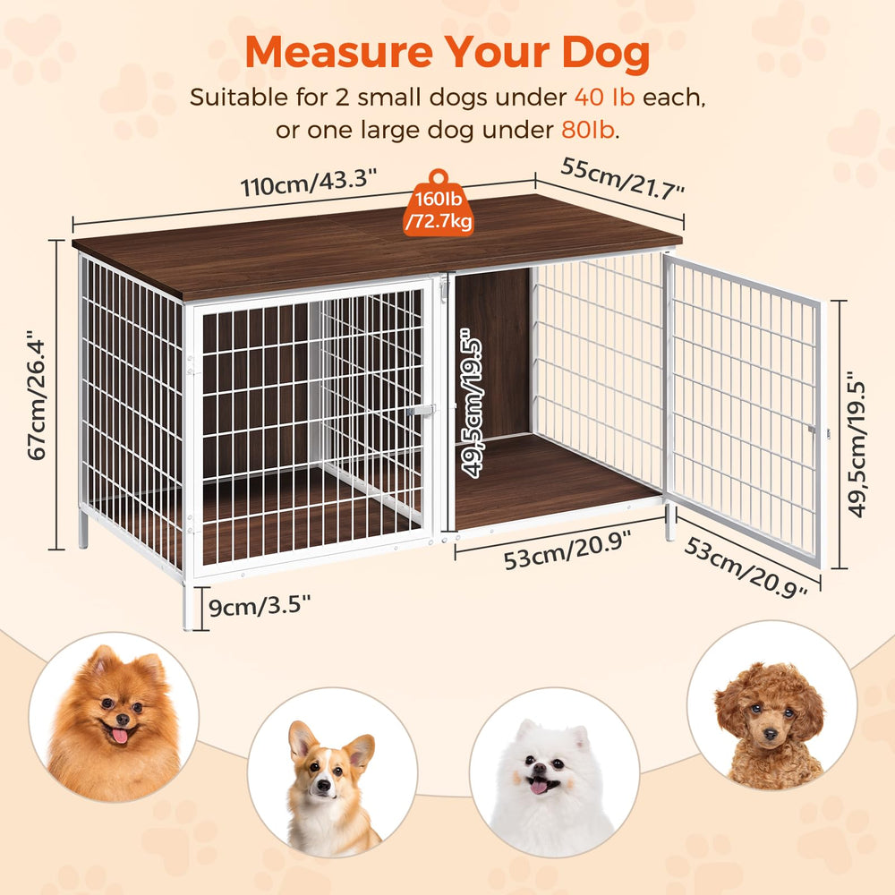 MAHANCRIS dog crate furniture removable divider enables two-dog setup.